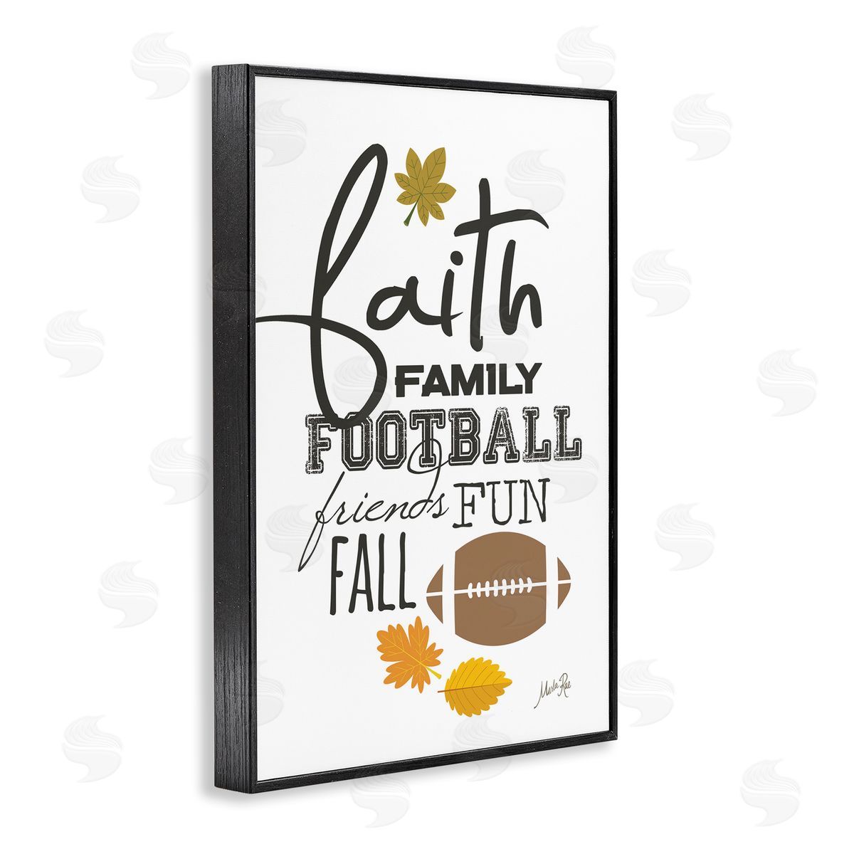 Faith Family Football Black Frame Print Wall Art, Home Decor by Marla Rae