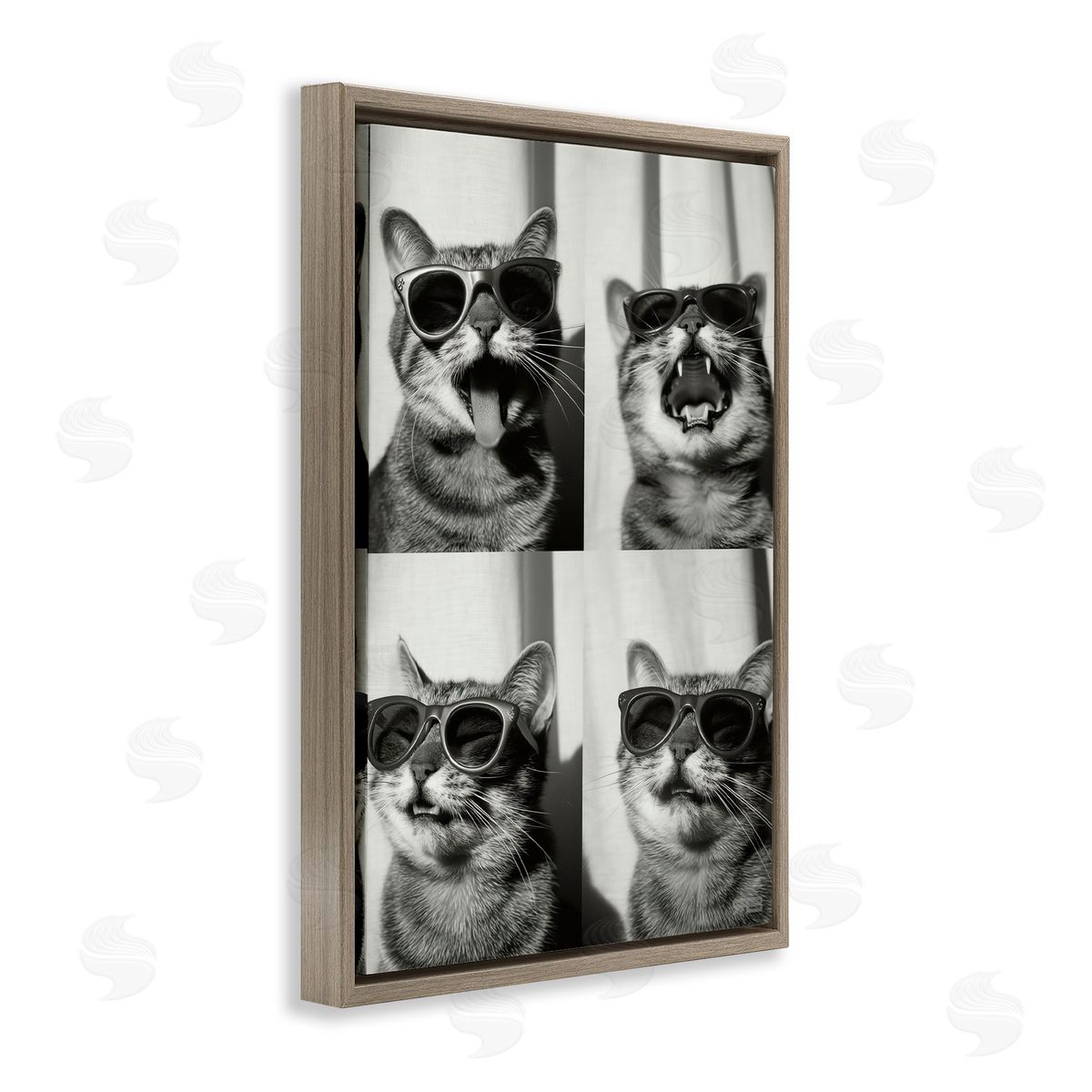 Photobooth Style Cat Brown Floating Frame Canvas Wall Art, Home Decor by Roozbeh Bahramali
