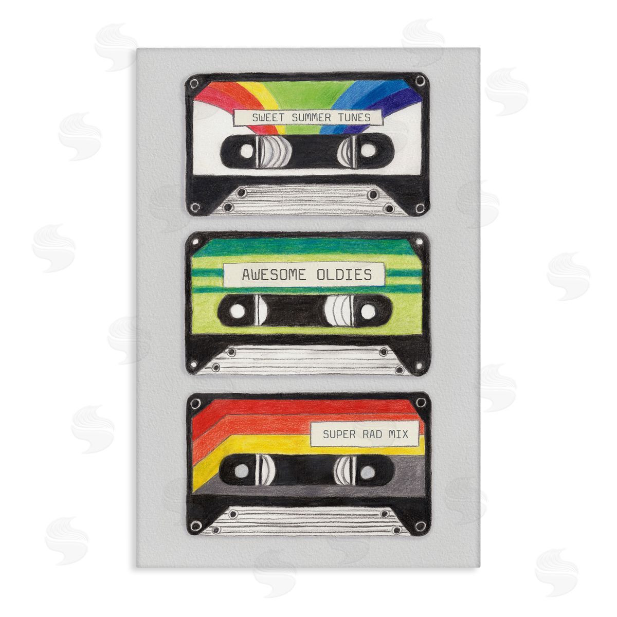 Retro Cassette Tapes Canvas Wall Art, Home Decor by Connie Resch