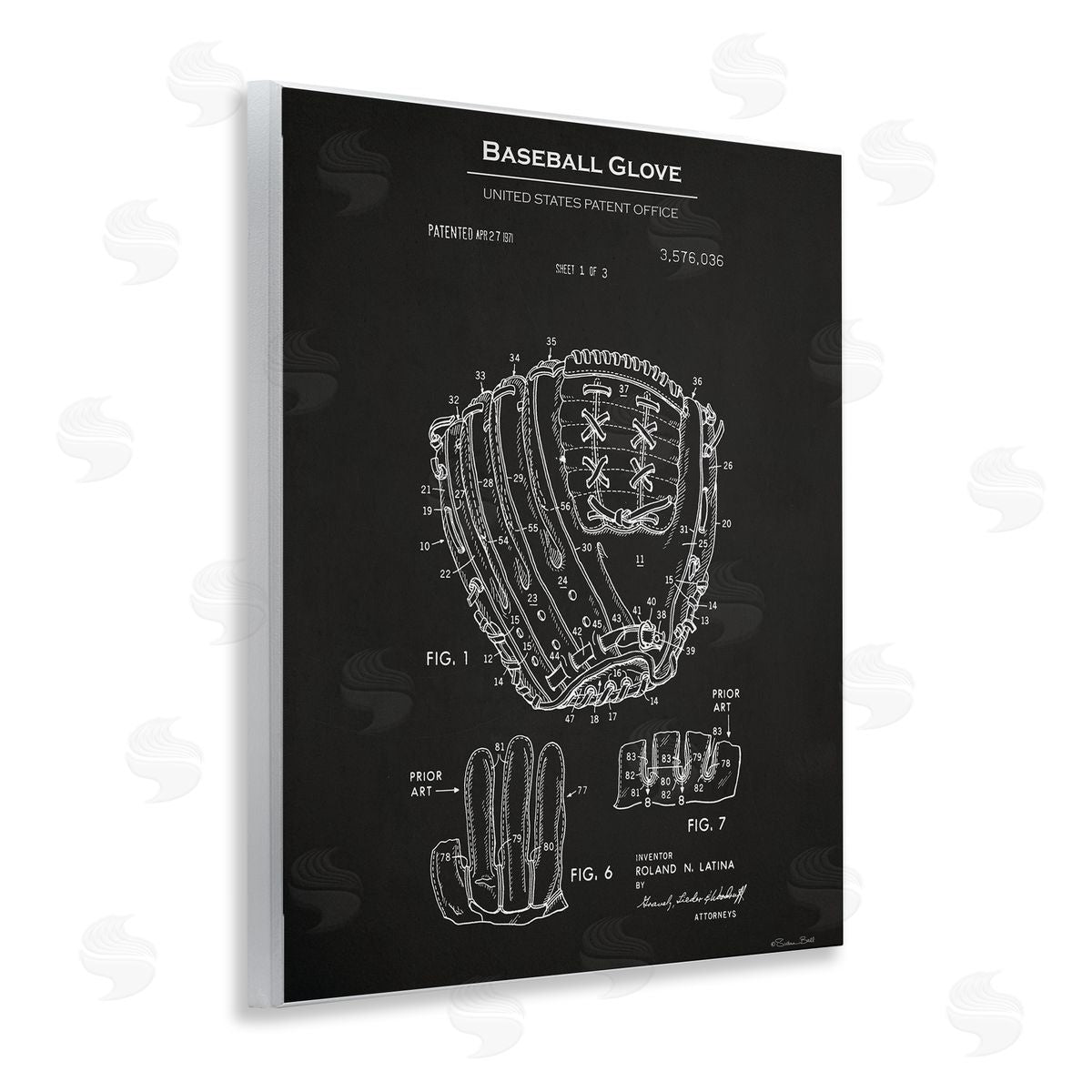 Baseball Glove Blueprint Wood Plaque Wall Art, Home Decor by Susan Ball