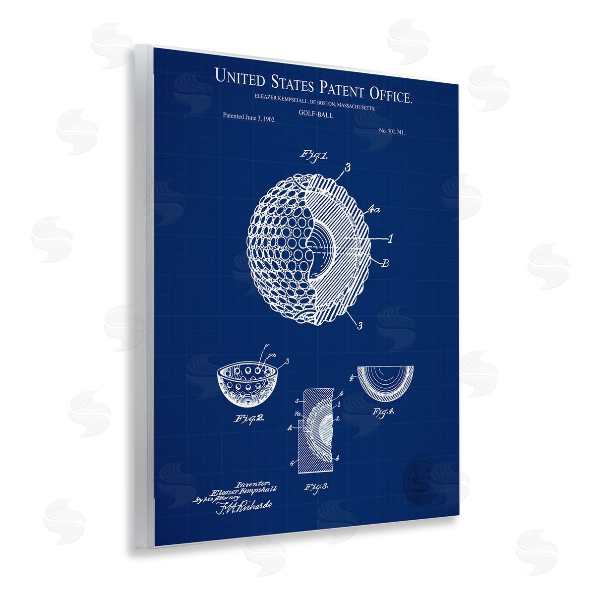 Golf Ball Blueprint Wood Plaque Wall Art, Home Decor by Karl Hronek