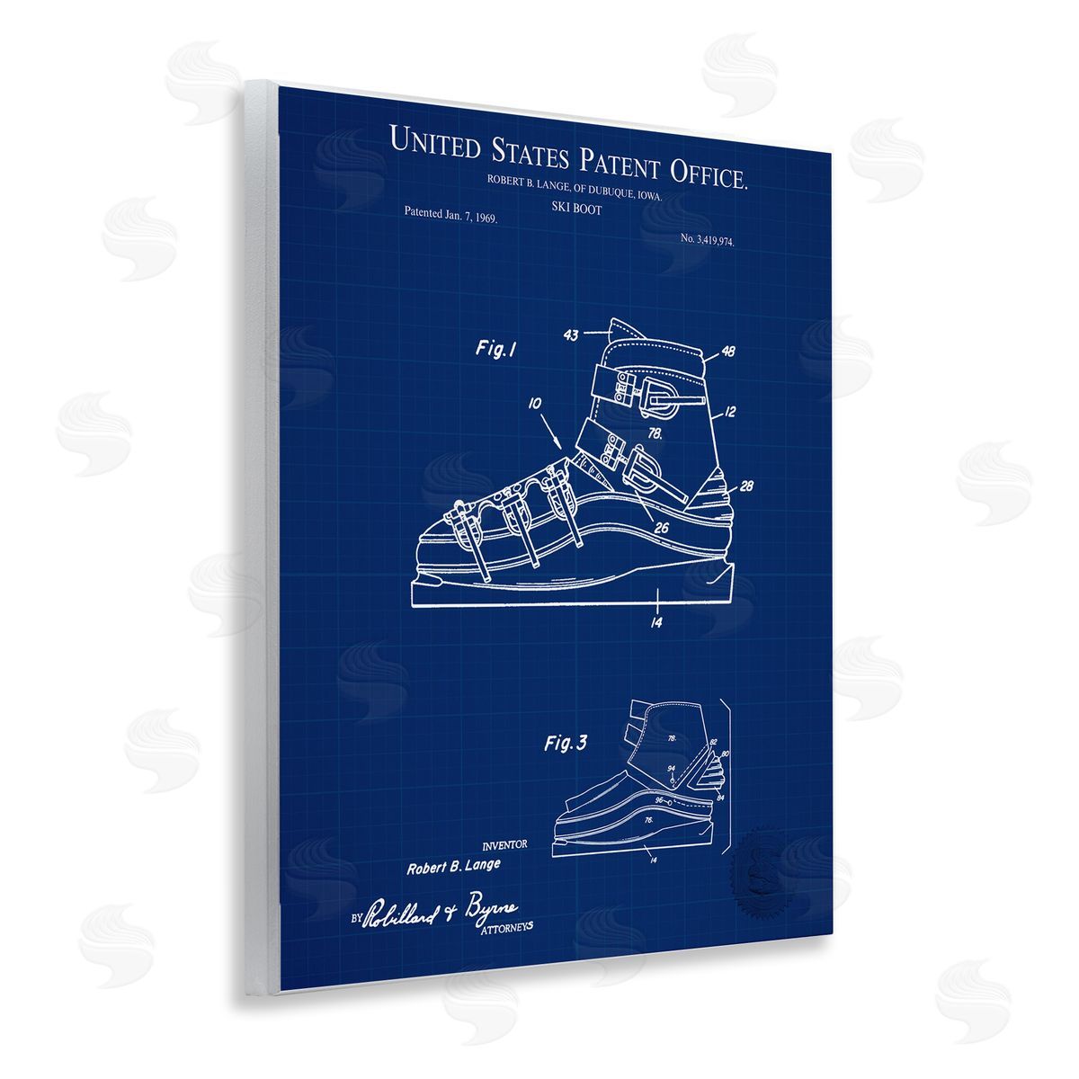 Ski Boot Blueprint Wood Plaque Wall Art, Home Decor by Karl Hronek