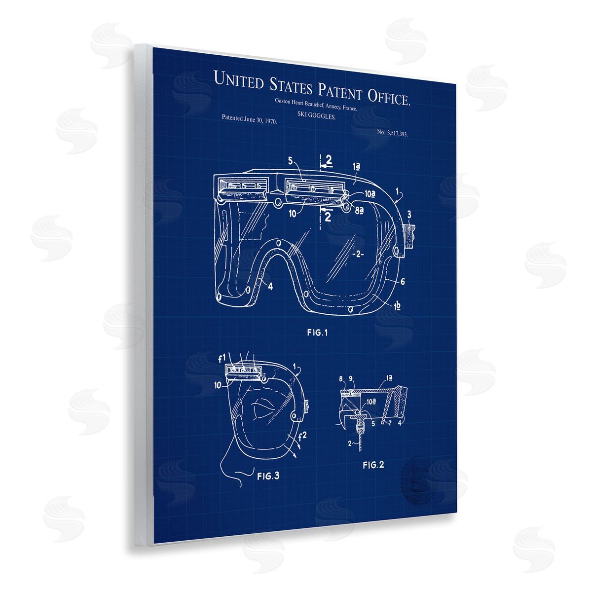 Ski Goggles Blueprint Wood Plaque Wall Art, Home Decor by Karl Hronek