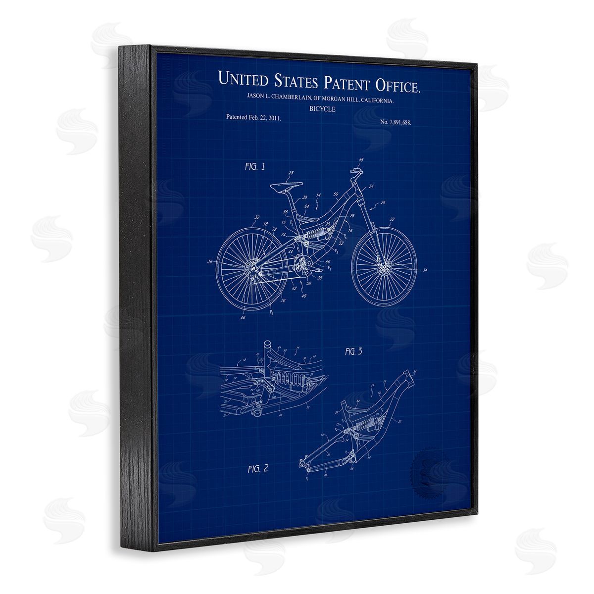 Detailed Bicycle Blueprint Black Frame Print Wall Art, Home Decor by Karl Hronek