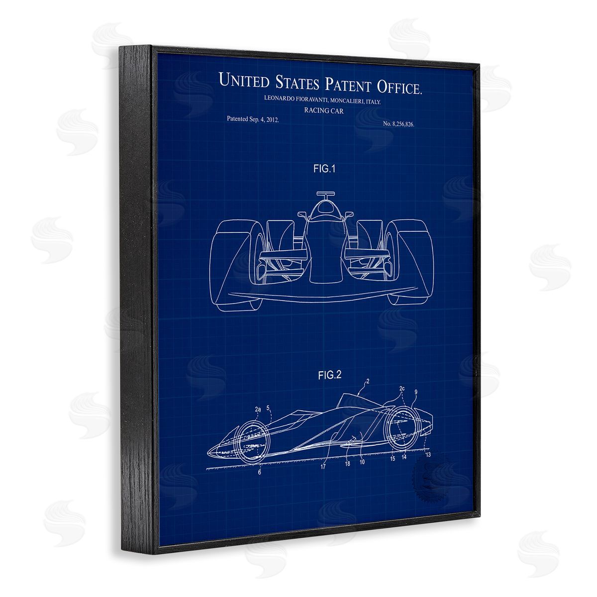 Racing Car Blueprint Black Frame Print Wall Art, Home Decor by Karl Hronek