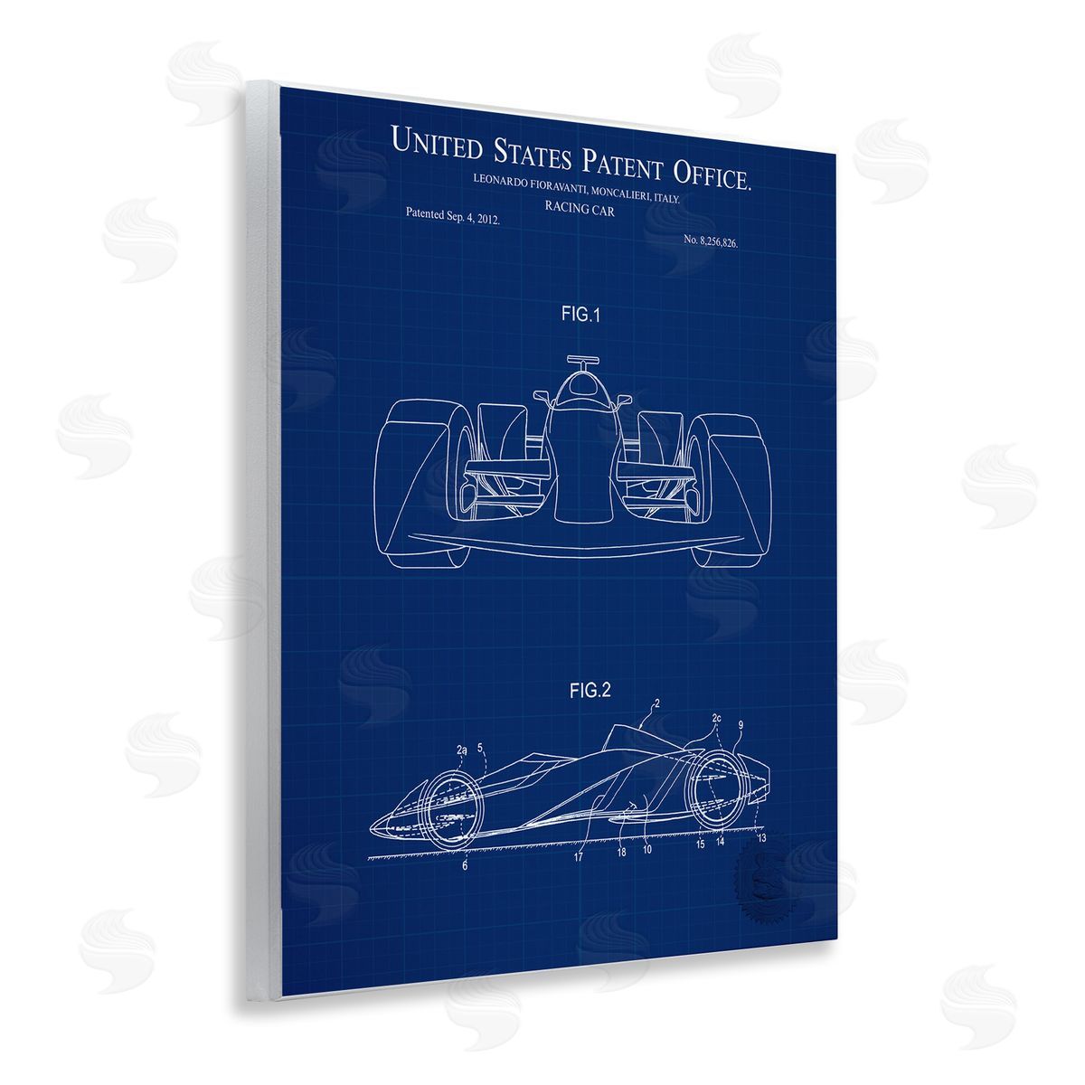 Racing Car Blueprint Wood Plaque Wall Art, Home Decor by Karl Hronek