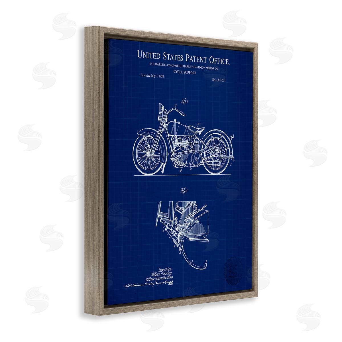 Cycle Support Blueprint Brown Floating Frame Canvas Wall Art, Home Decor by Karl Hronek
