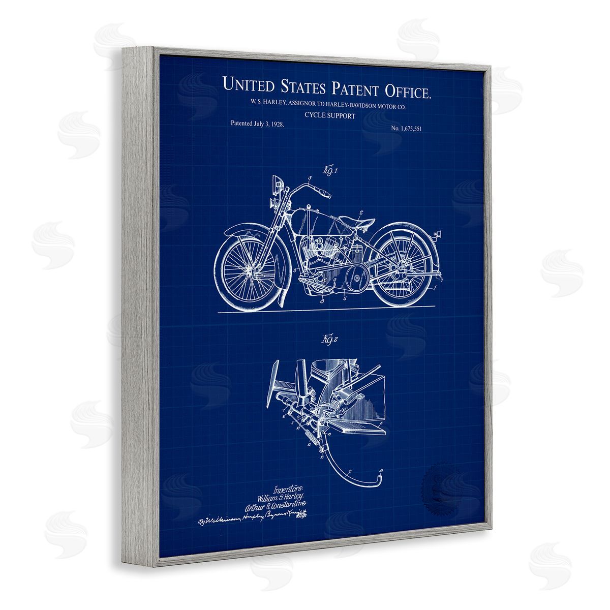 Cycle Support Blueprint Grey Frame Print Wall Art, Home Decor by Karl Hronek