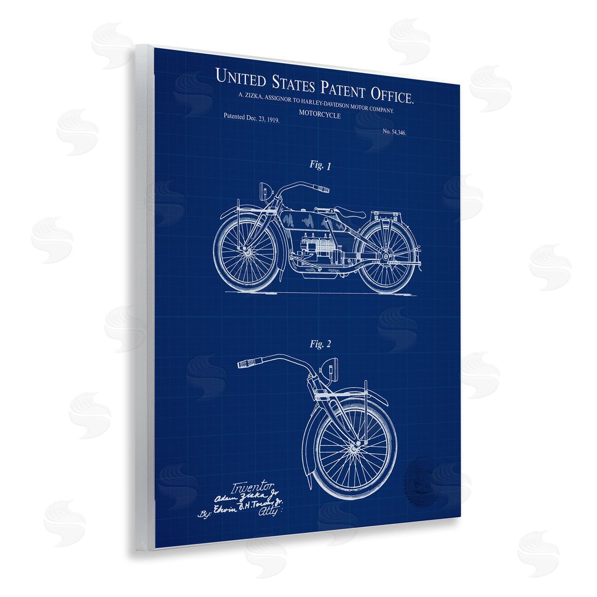 Detailed Motorcycle Blueprint Wood Plaque Wall Art, Home Decor by Karl Hronek