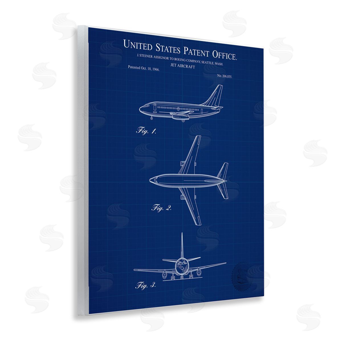 Jet Aircraft Blueprint Wood Plaque Wall Art, Home Decor by Karl Hronek