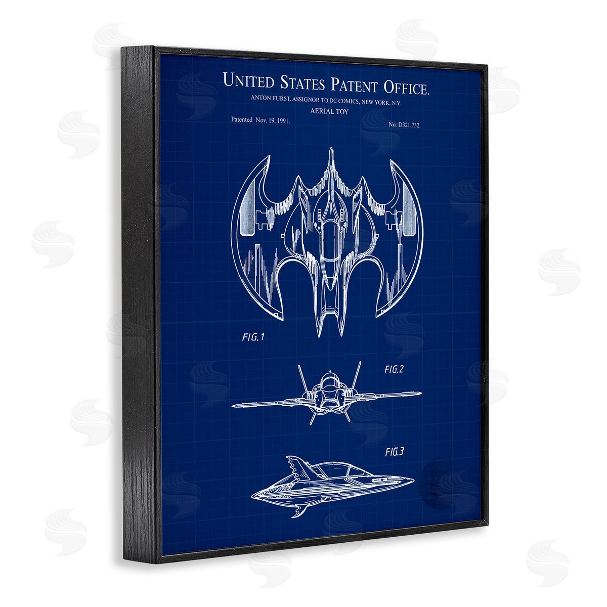 Aerial Toy Blueprint Black Frame Print Wall Art, Home Decor by Karl Hronek