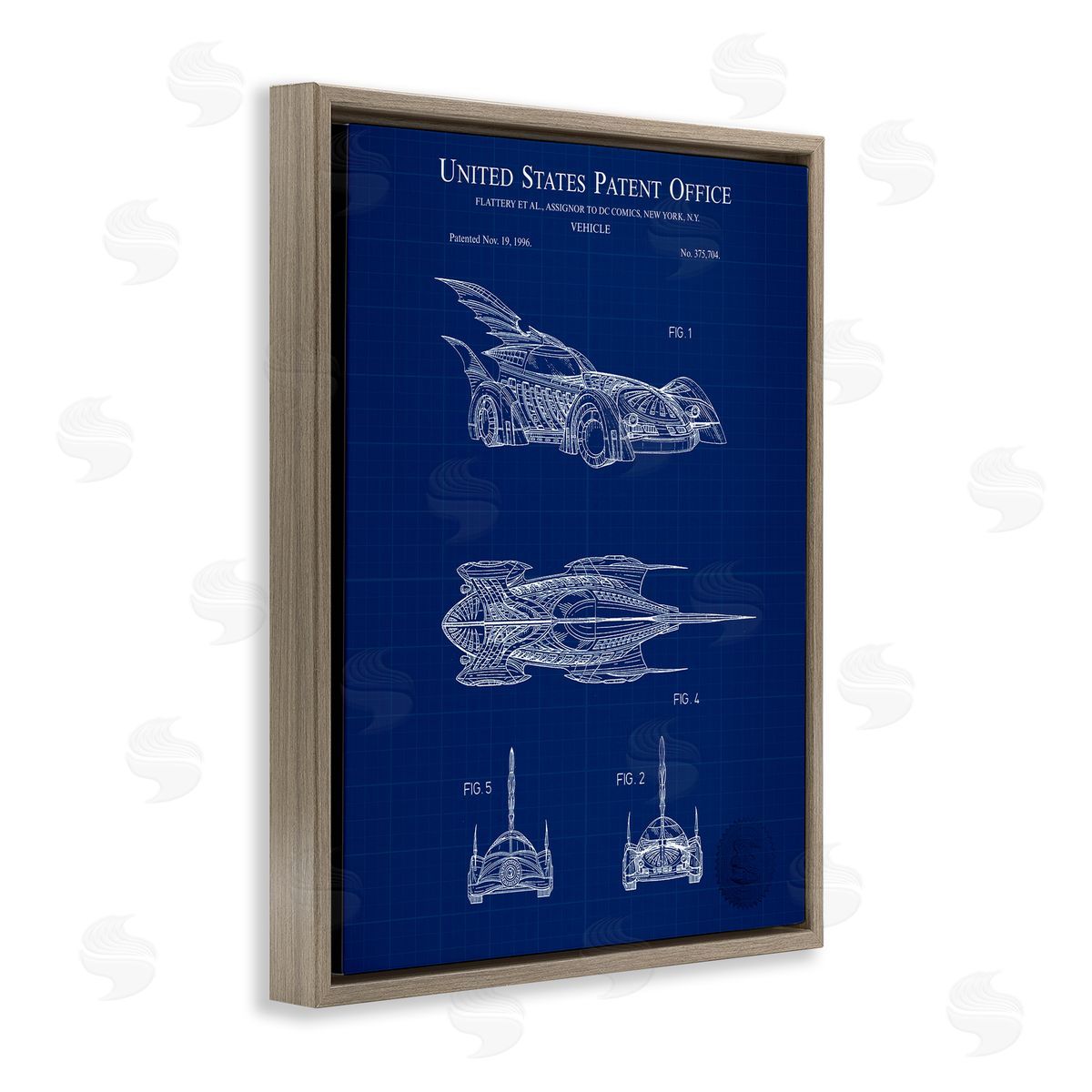 Character Car Blueprint Brown Floating Frame Canvas Wall Art, Home Decor by Karl Hronek