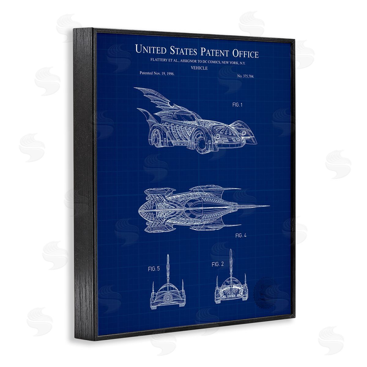 Character Car Blueprint Black Frame Print Wall Art, Home Decor by Karl Hronek