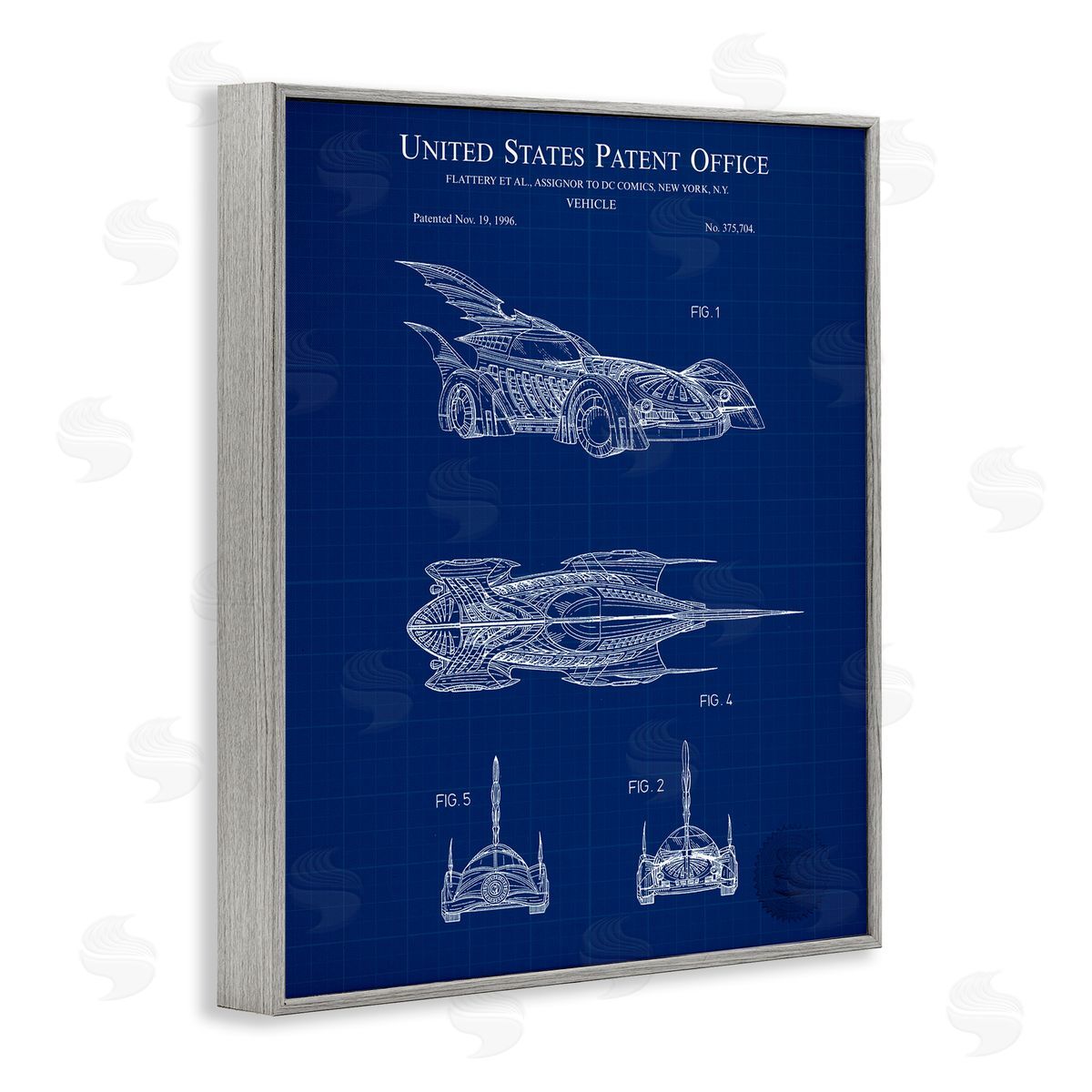 Character Car Blueprint Grey Frame Print Wall Art, Home Decor by Karl Hronek
