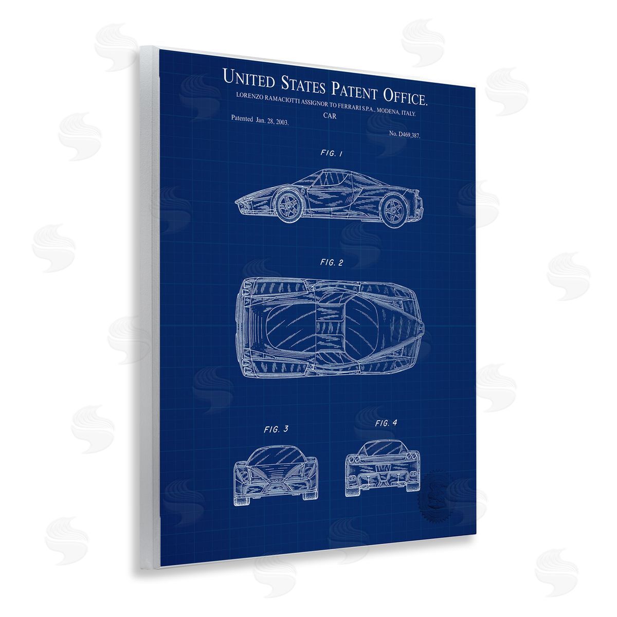 Detailed Car Blueprint Wood Plaque Wall Art, Home Decor by Karl Hronek