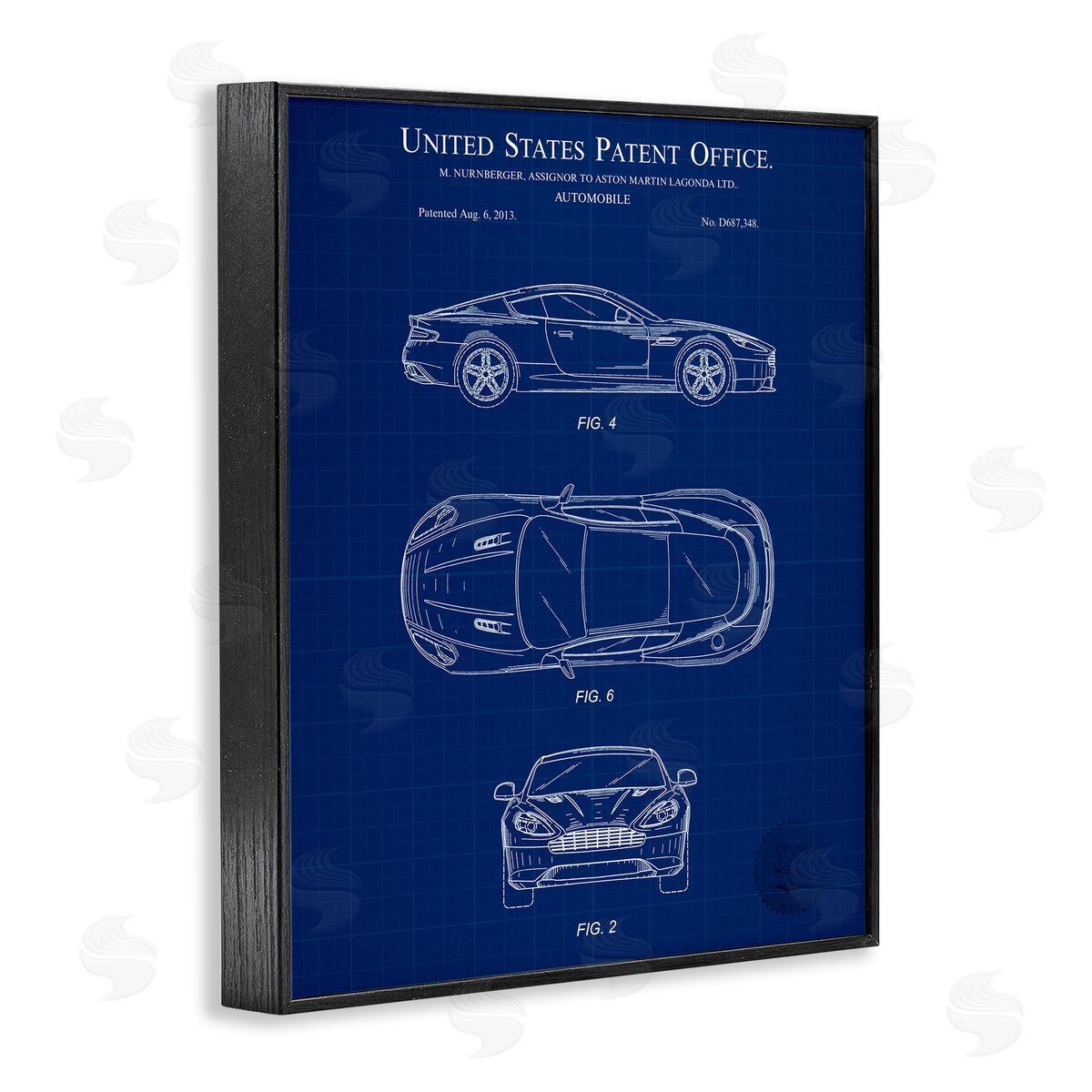 Automobile Patent Blueprint Black Frame Print Wall Art, Home Decor by Karl Hronek