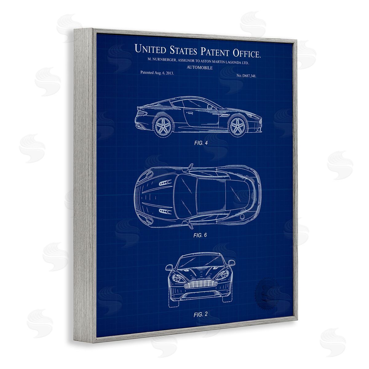 Automobile Patent Blueprint Grey Frame Print Wall Art, Home Decor by Karl Hronek