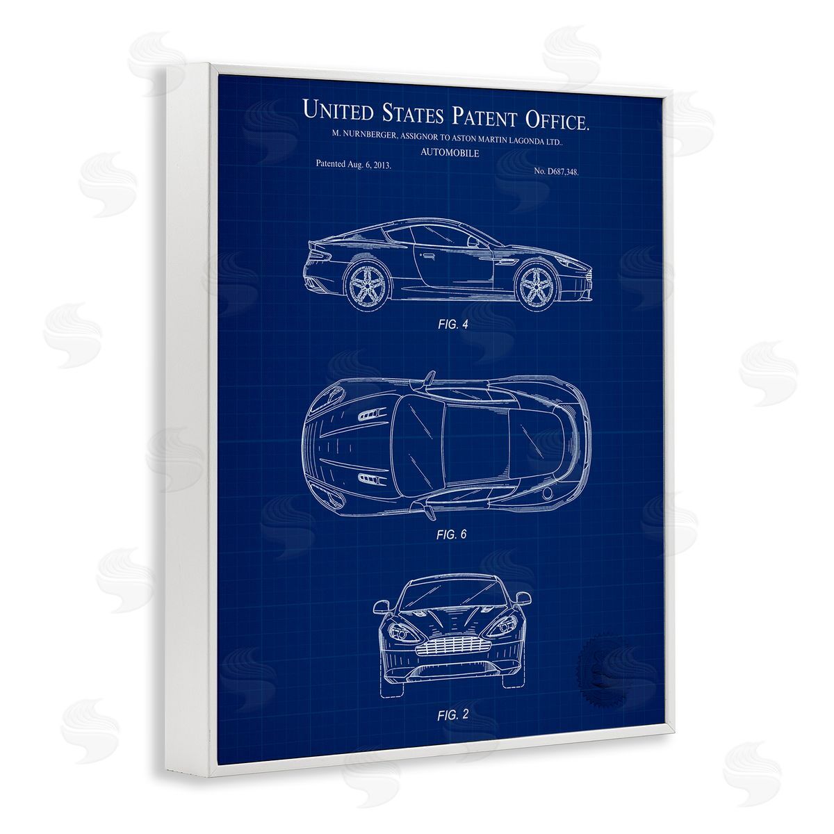 Automobile Patent Blueprint White Frame Print Wall Art, Home Decor by Karl Hronek