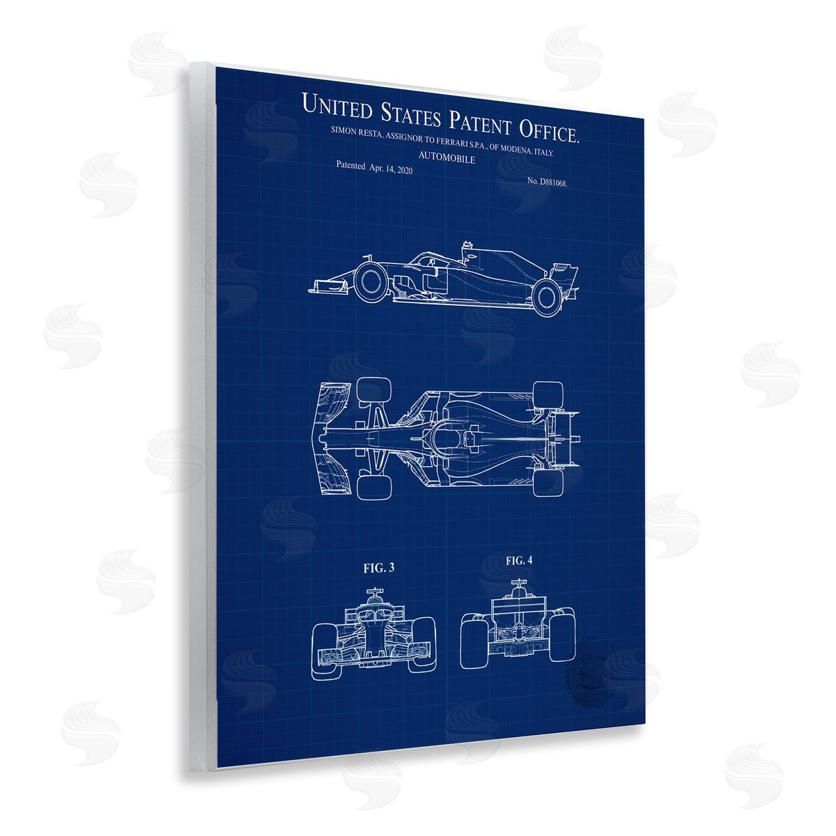Race Car Blueprint Wood Plaque Wall Art, Home Decor by Karl Hronek