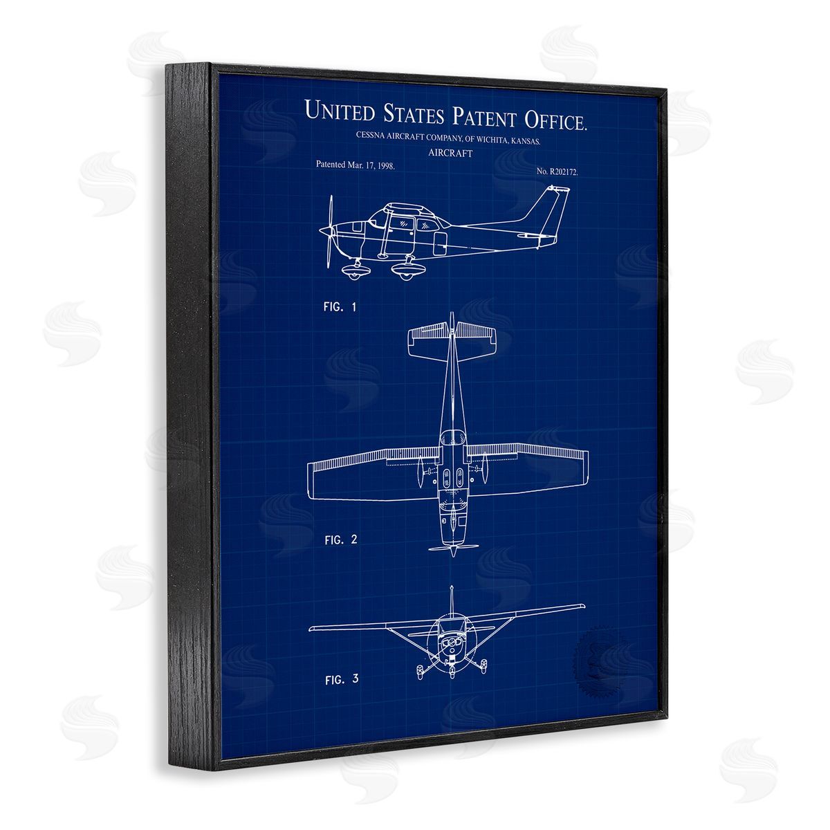 Aircraft Patent Blueprint Black Frame Print Wall Art, Home Decor by Karl Hronek