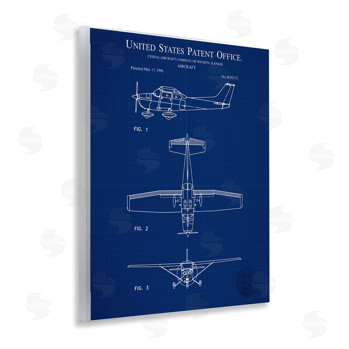 Aircraft Patent Blueprint Wood Plaque Wall Art, Home Decor by Karl Hronek
