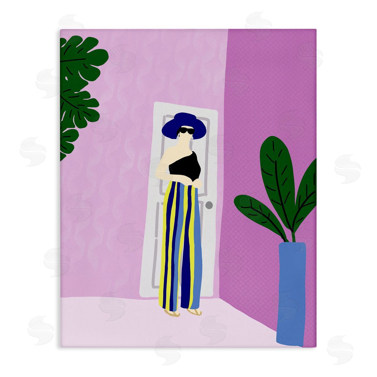 Trendy Girl on Purple Canvas Wall Art, Home Decor by Anna Quach