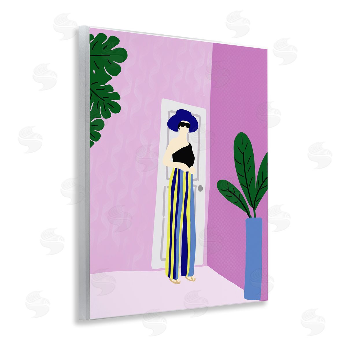 Trendy Girl on Purple Wood Plaque Wall Art, Home Decor by Anna Quach