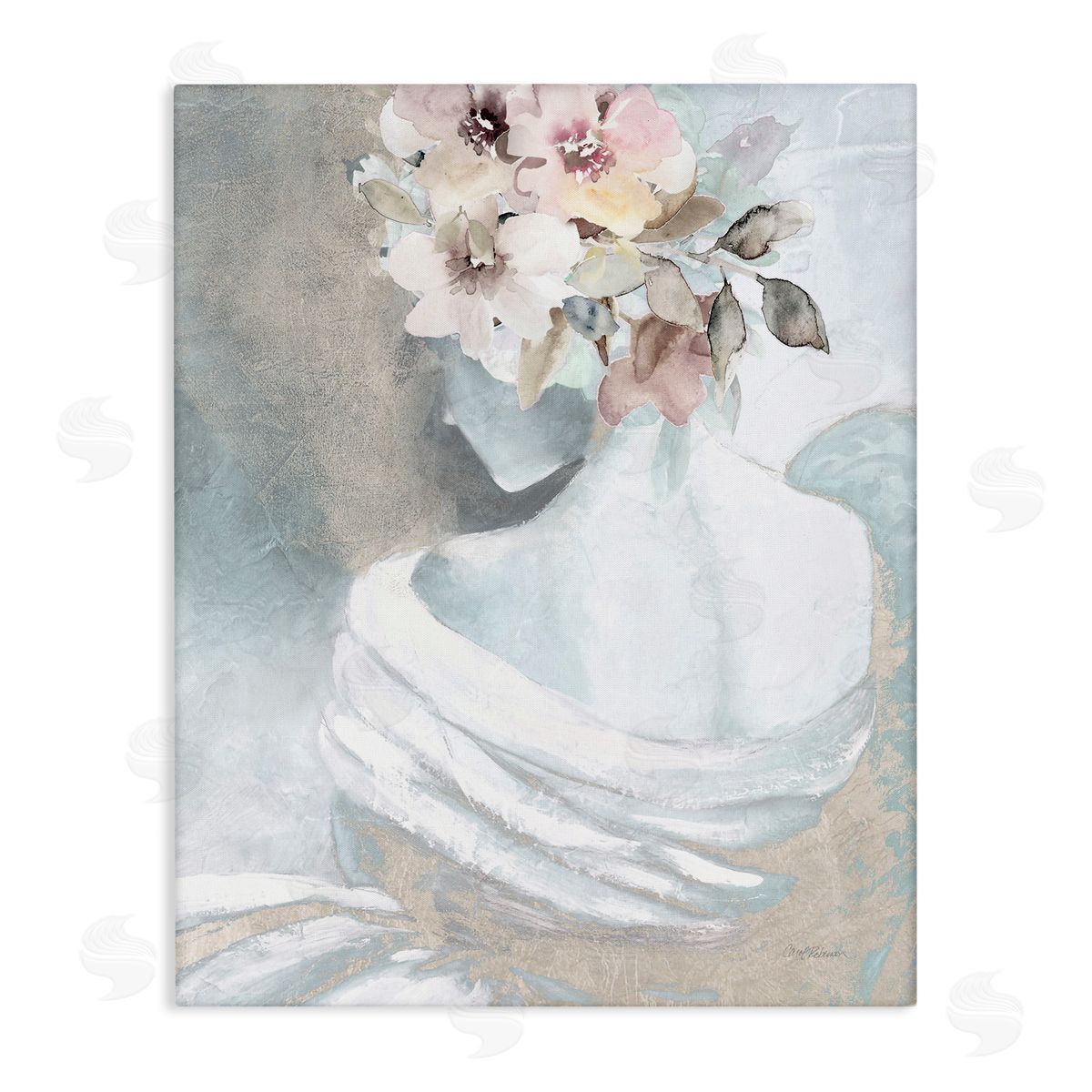 Woman and Florals Visage Canvas Wall Art, Home Decor by Carol Robinson