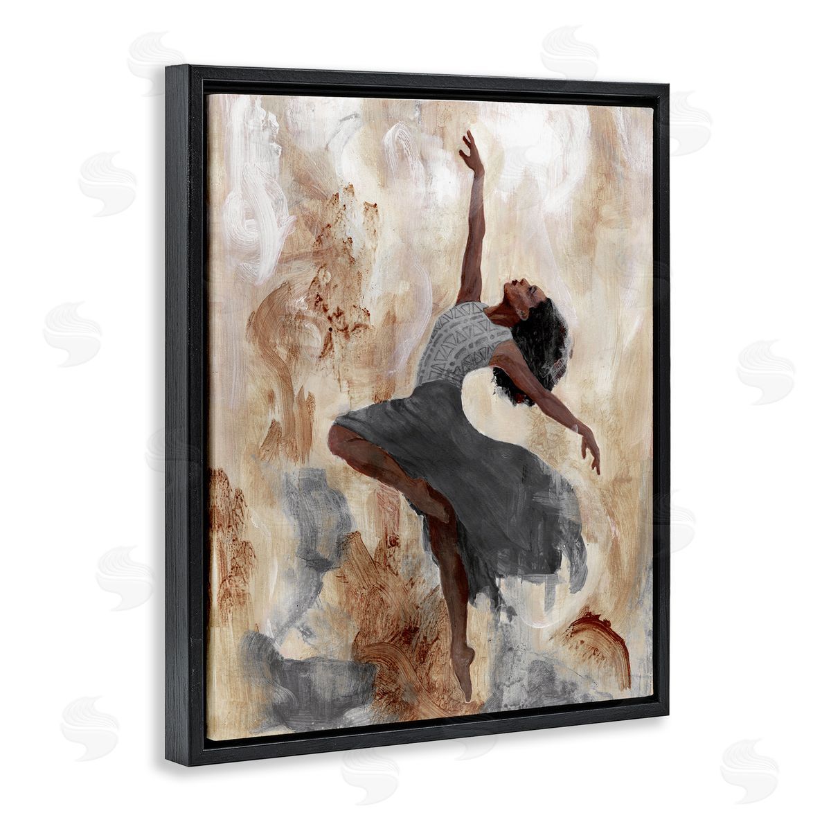 Rustic Dancing Woman Black Floating Frame Canvas Wall Art, Home Decor by Charity Henderson