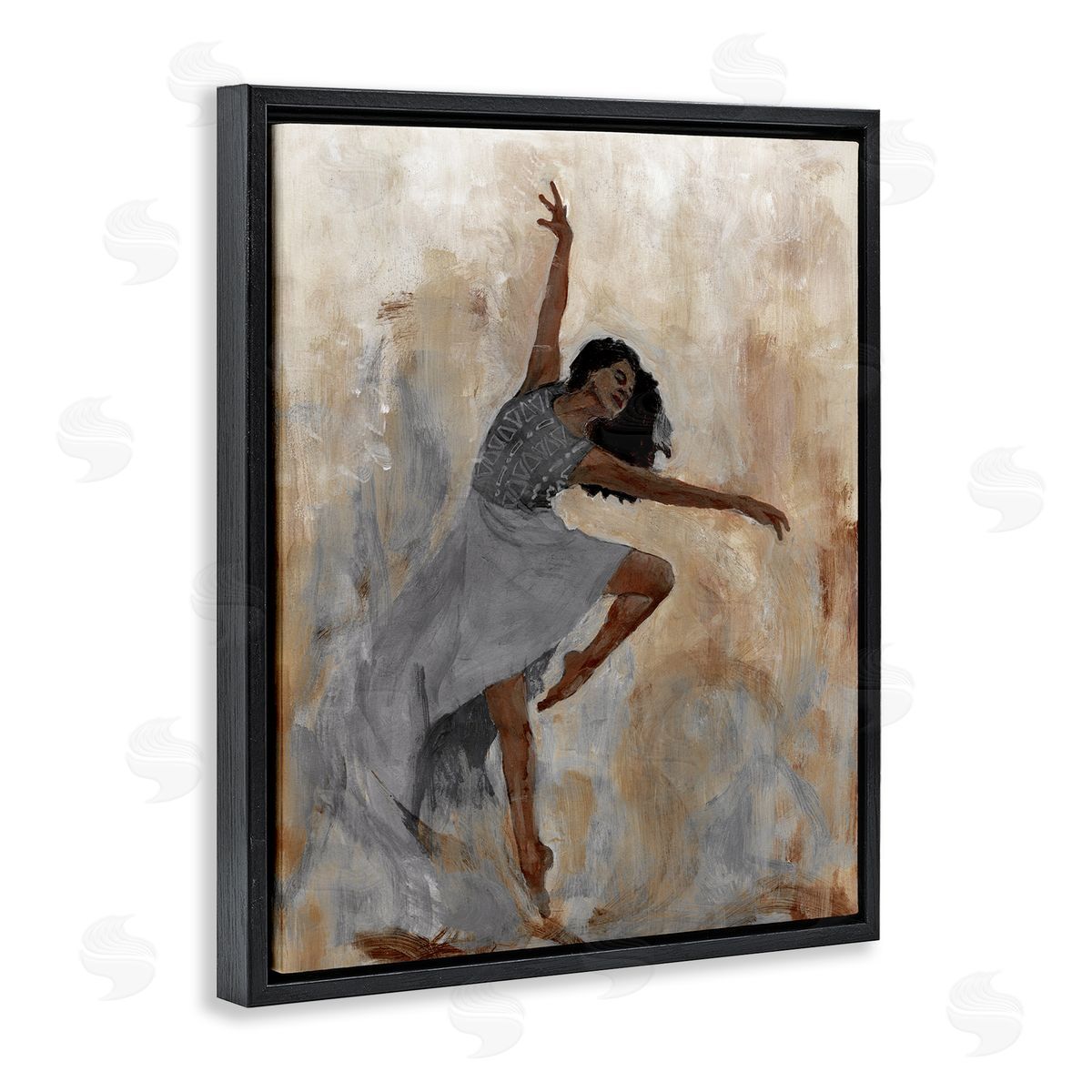 Flowing Dancer Woman Black Floating Frame Canvas Wall Art, Home Decor by Charity Henderson