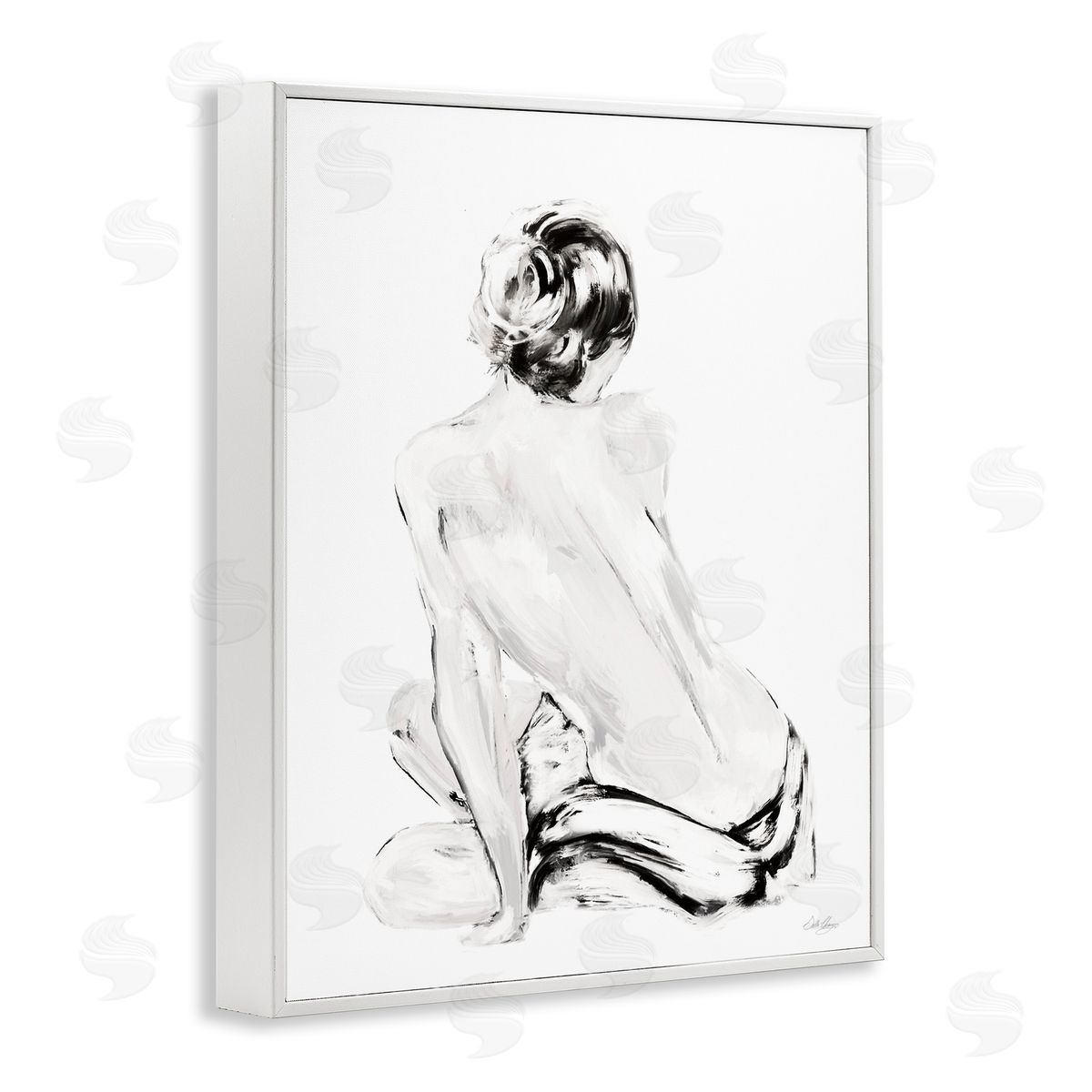 Abstract Nude Portrait White Frame Print Wall Art, Home Decor by Stella Chang