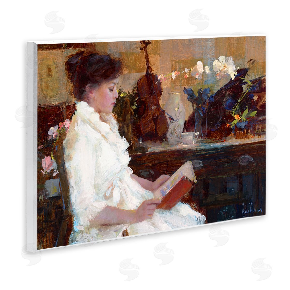 Classic Girl Reading Wood Plaque Wall Art, Home Decor by Katie Swatland