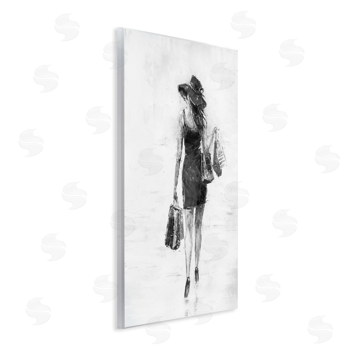 Glam Shopper Girl Wood Plaque Wall Art, Home Decor by Joklanta Kowalik