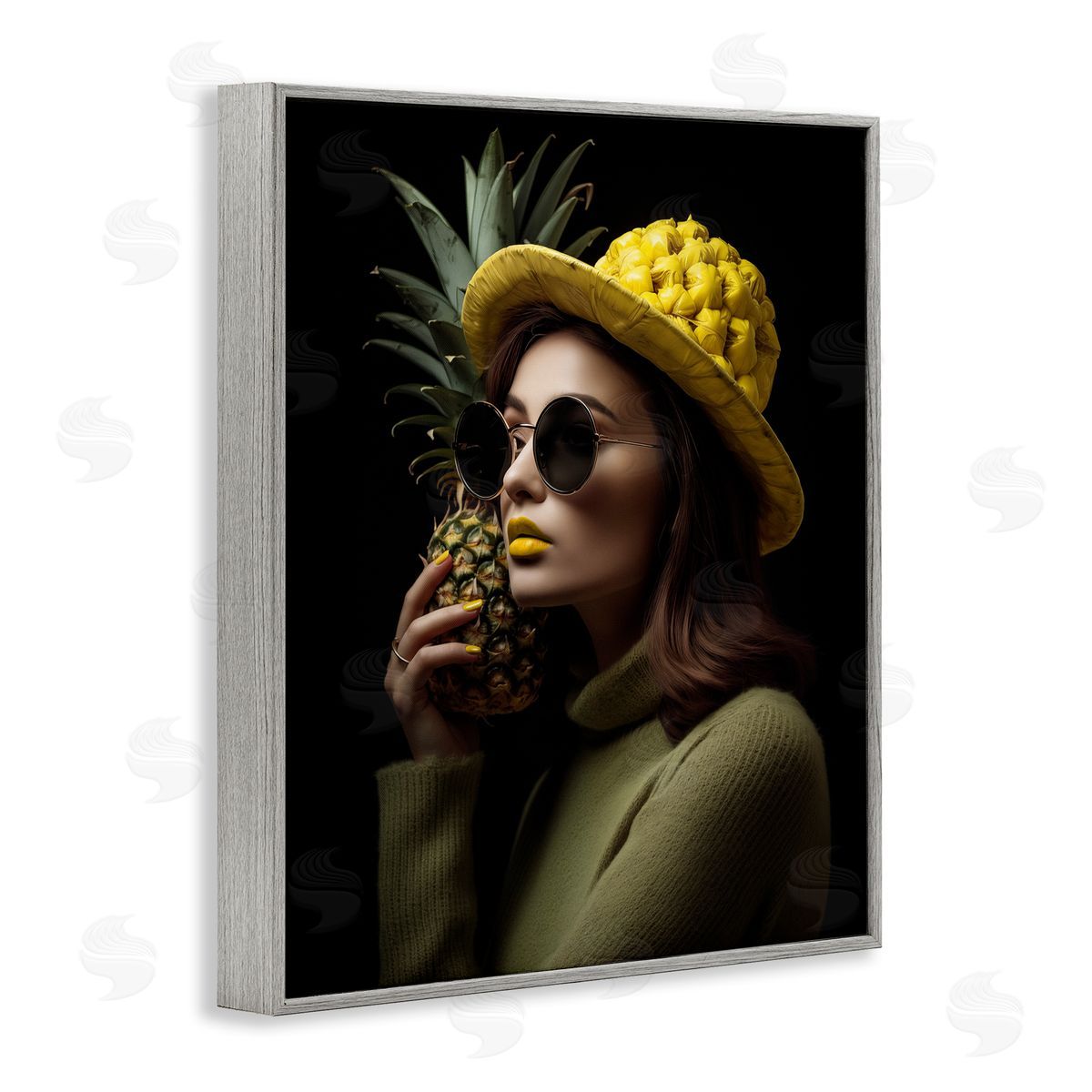 Chic Tropical Woman Grey Frame Print Wall Art, Home Decor by Ziwei Li