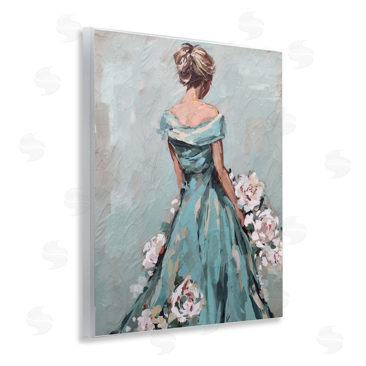 Floral Woman in Gown Wood Plaque Wall Art, Home Decor by Ziwei Li
