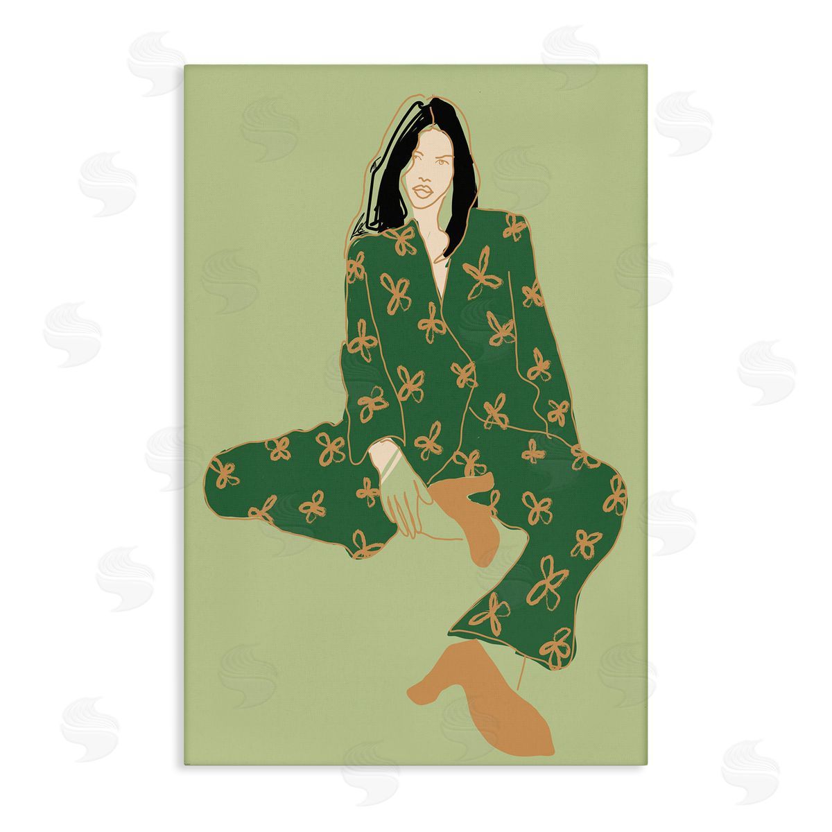 Stylish Girl Sitting Canvas Wall Art, Home Decor by Incado