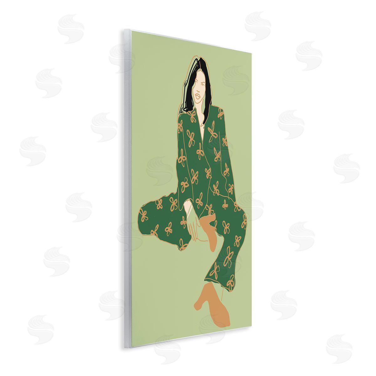 Stylish Girl Sitting Wood Plaque Wall Art, Home Decor by Incado