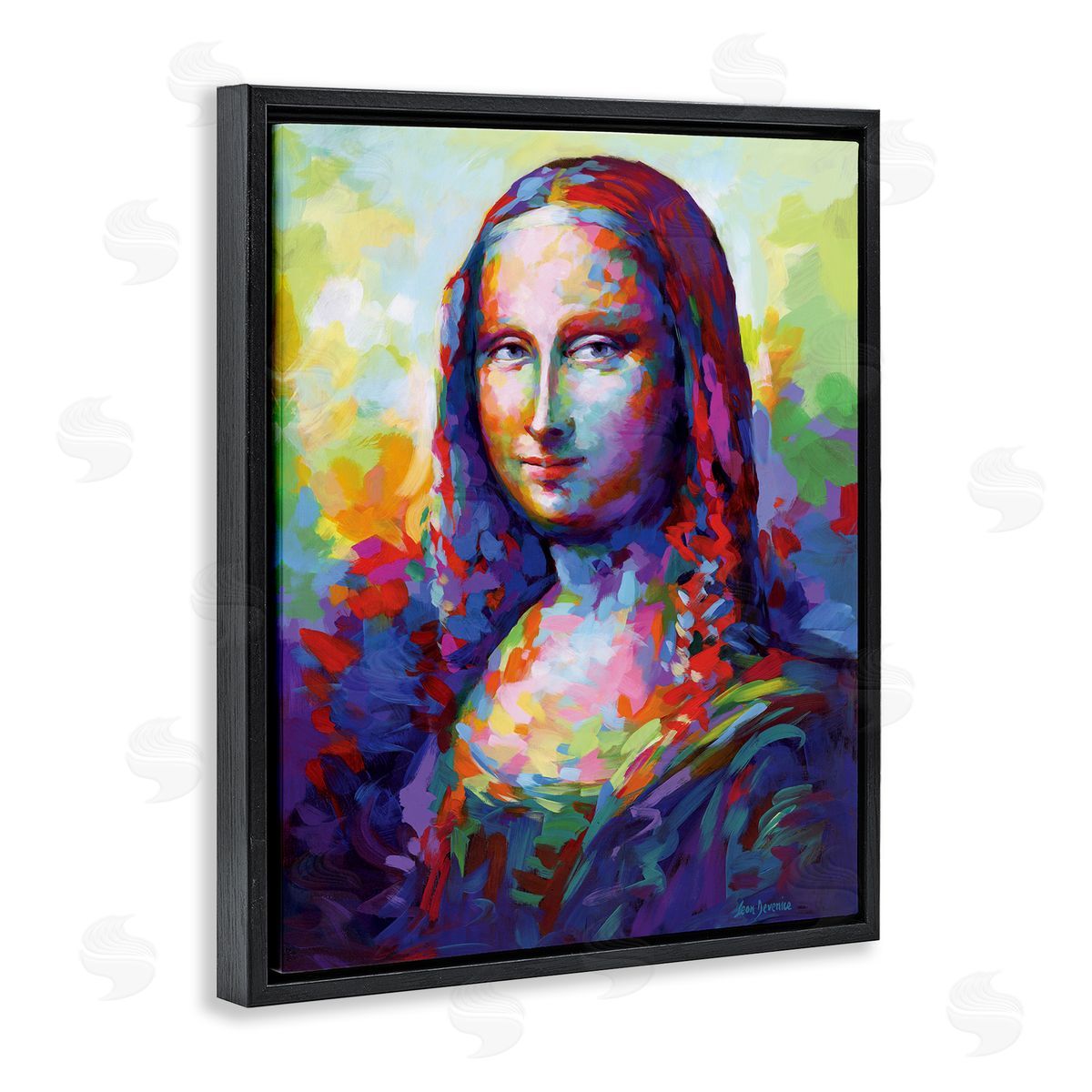 Abstract Classic Painting Black Floating Frame Canvas Wall Art, Home Decor by Leon Devenice