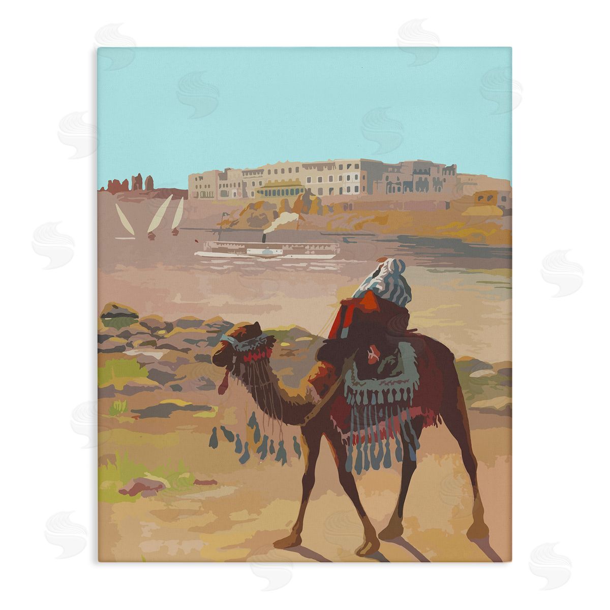 Camel in Desert Town Canvas Wall Art, Home Decor by Stupell Studio