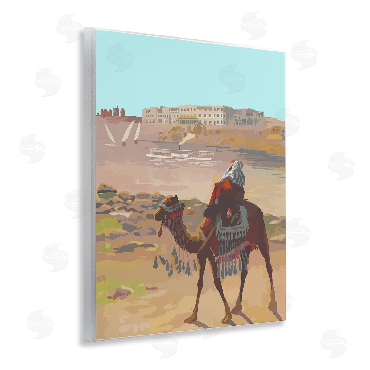 Camel in Desert Town Wood Plaque Wall Art, Home Decor by Stupell Studio