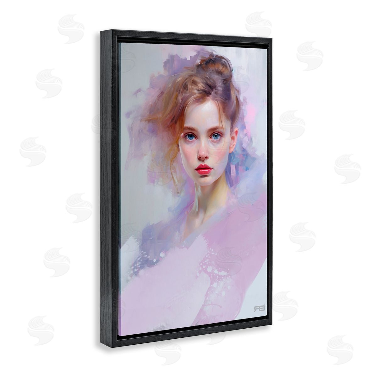 Soft Portrait of Woman Black Floating Frame Canvas Wall Art, Home Decor by Roozbeh Bahramali
