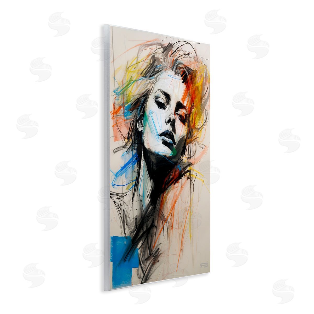Chaotic Sketch Portrait Wood Plaque Wall Art, Home Decor by Roozbeh Bahramali