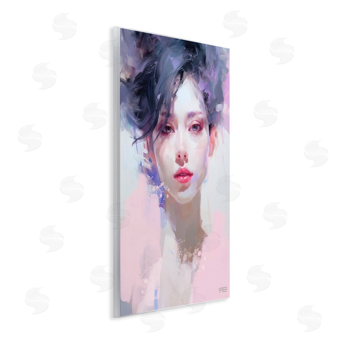 Purple Haired Woman Wood Plaque Wall Art, Home Decor by Roozbeh Bahramali