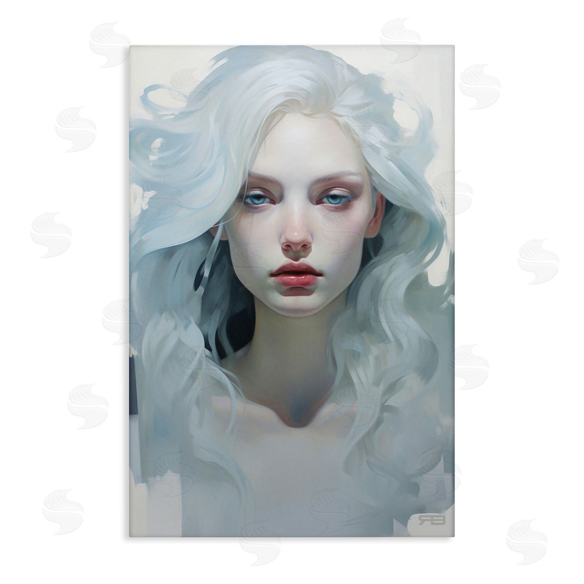 Flowing Hair Visage Canvas Wall Art, Home Decor by Roozbeh Bahramali