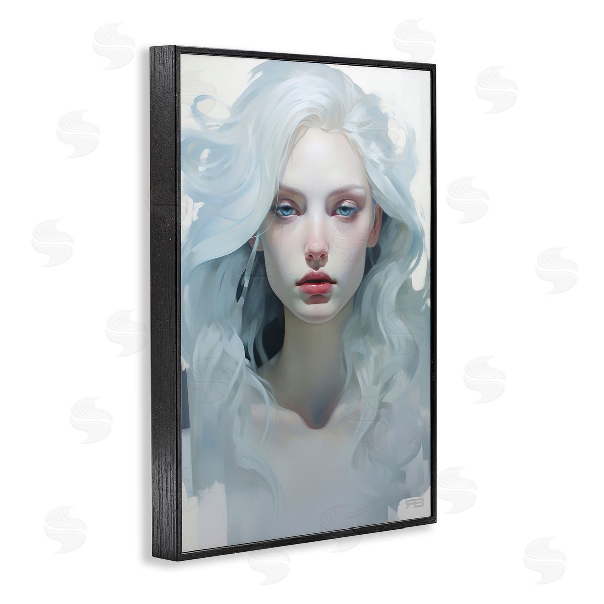 Flowing Hair Visage Black Frame Print Wall Art, Home Decor by Roozbeh Bahramali