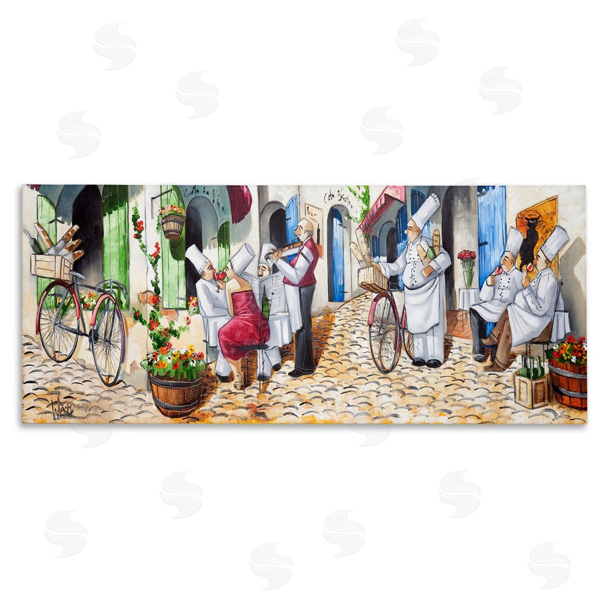 Town Café Chefs Canvas Wall Art, Home Decor by Ronald West