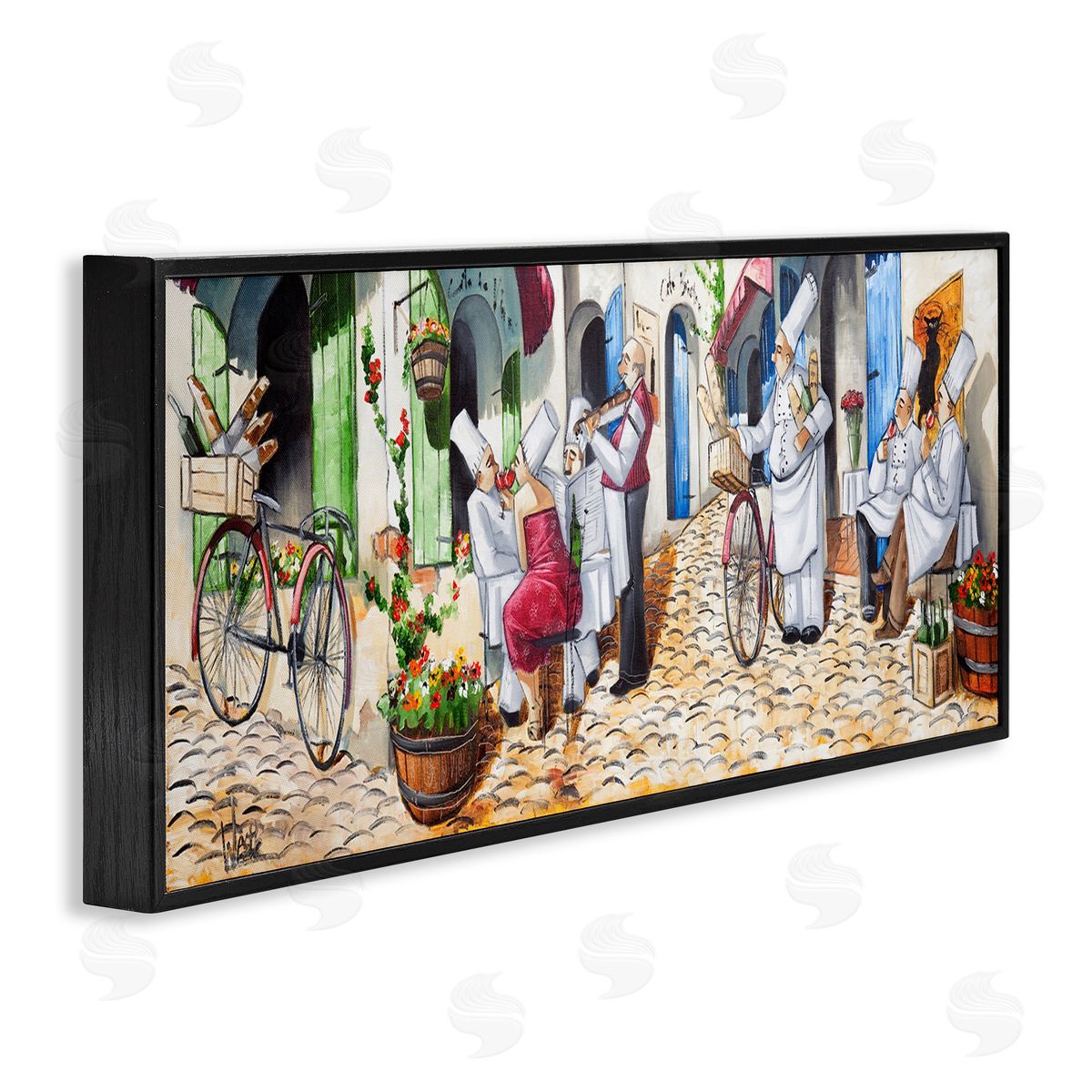 Town Café Chefs Black Frame Print Wall Art, Home Decor by Ronald West