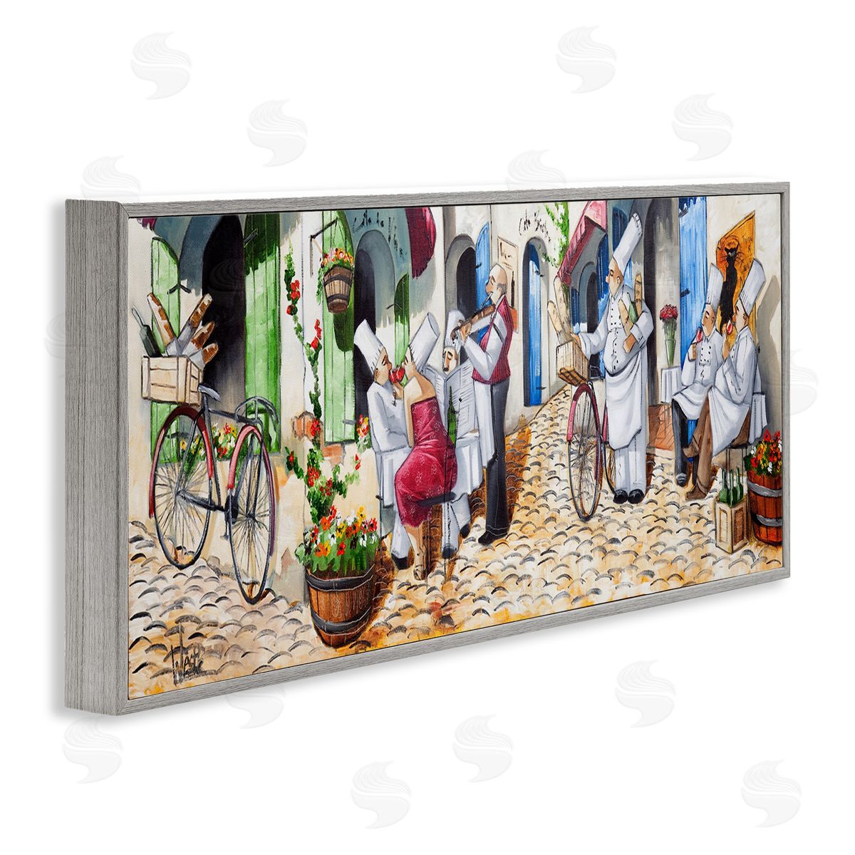 Town Café Chefs Grey Frame Print Wall Art, Home Decor by Ronald West