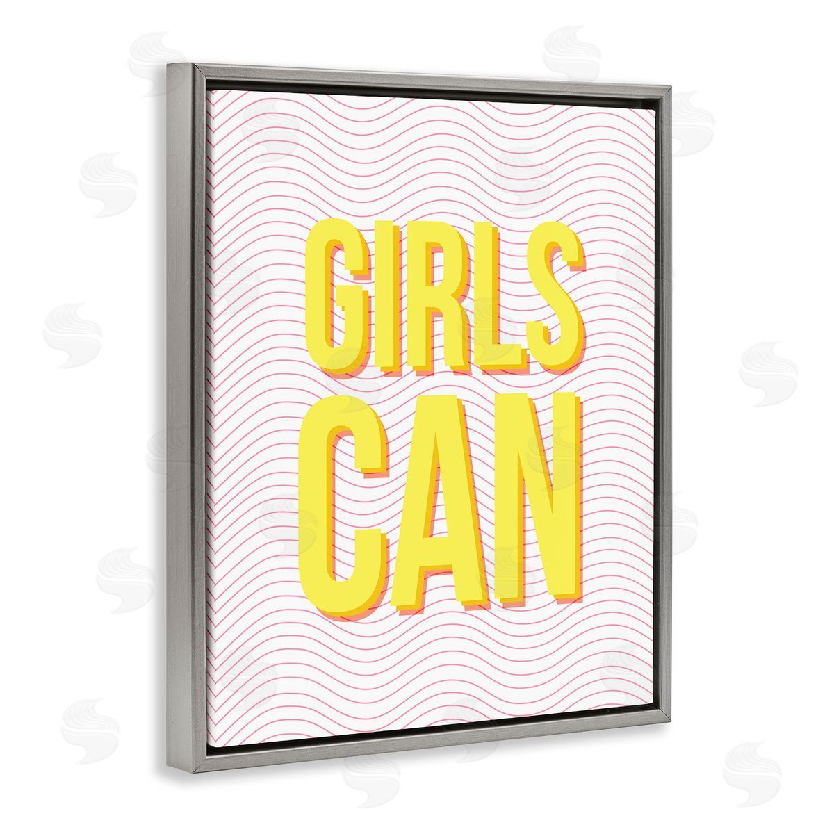 Inspiring Girls Can Grey Floating Frame Canvas Wall Art, Home Decor by Stupell Studio