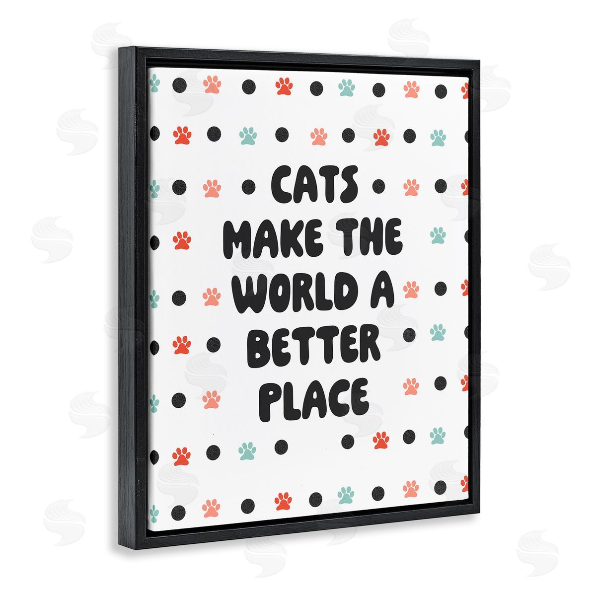 Cats Make World Better Black Floating Frame Canvas Wall Art, Home Decor by Sd Graphics Studio